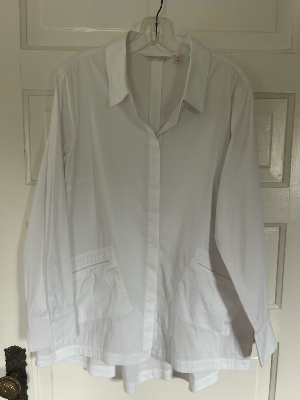 Soft Surroundings White Button-Front Lightweight Jacket/Blazer with Pockets. Med